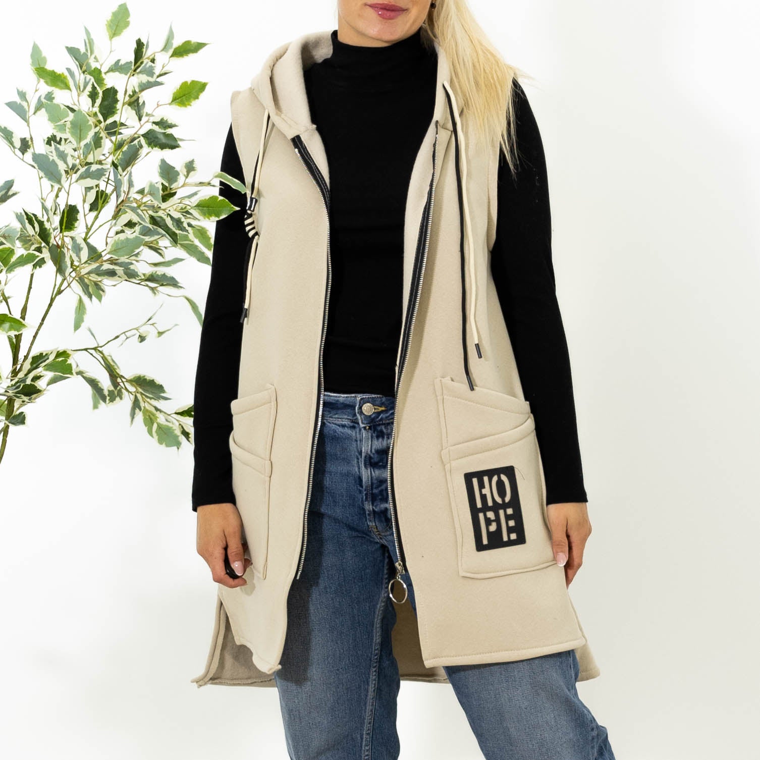 Kamma sweatshirt vest, Beige
