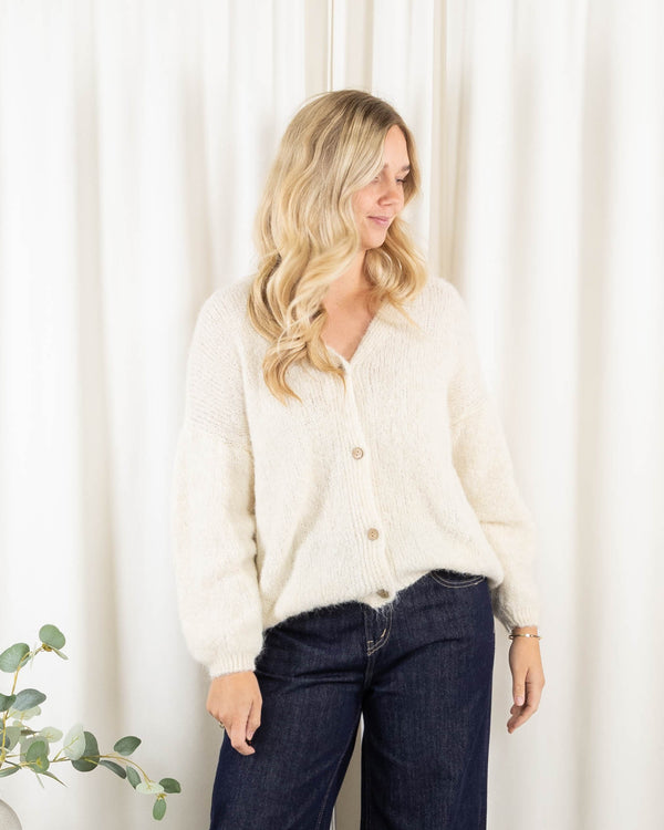 Leona cardigan, Råhvid