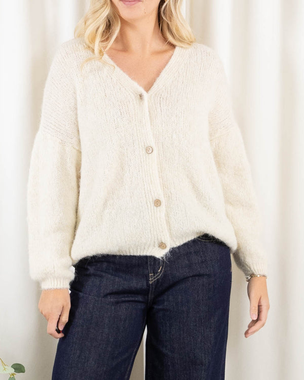 Leona cardigan, Råhvid