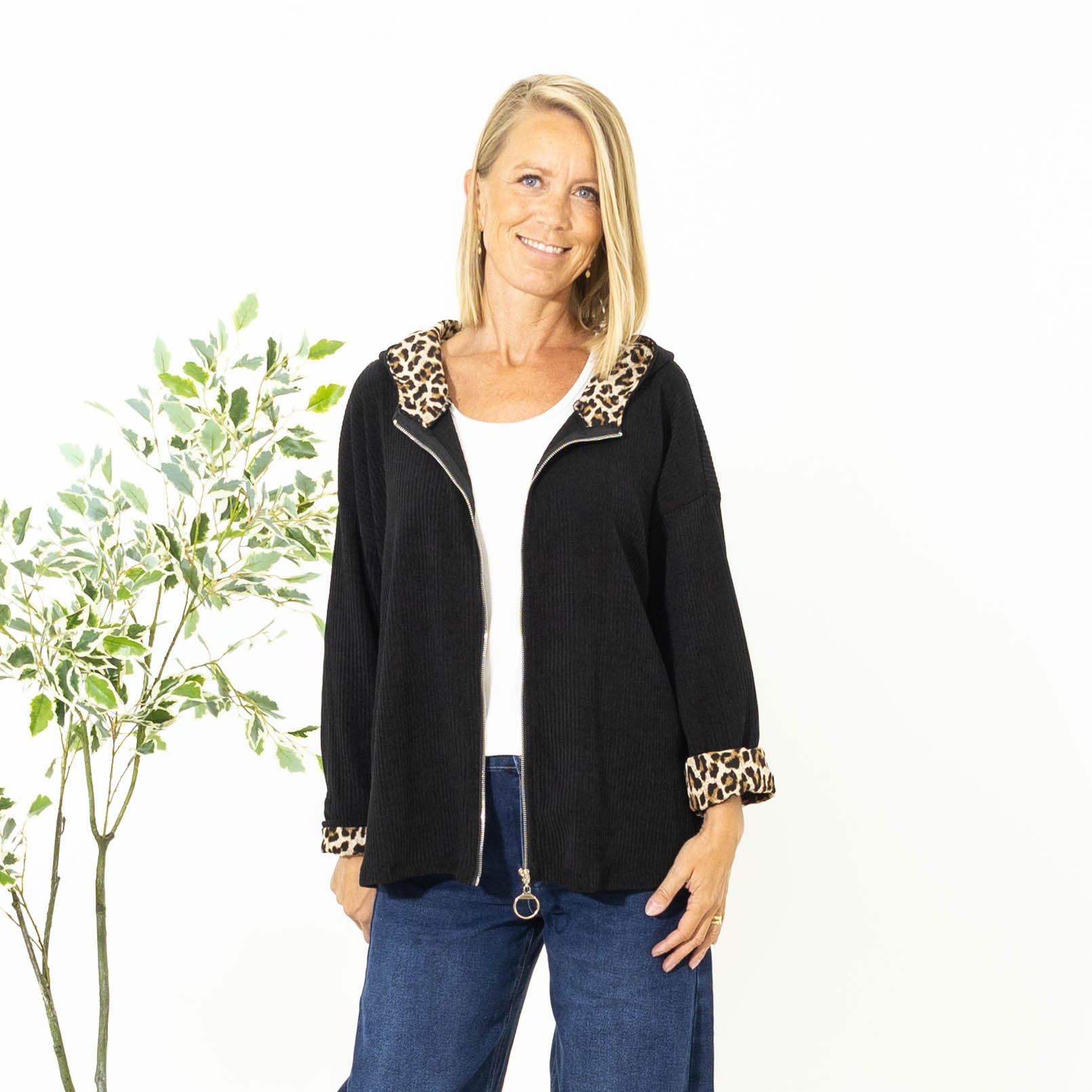 Alaska cardigan hoodie, Sort