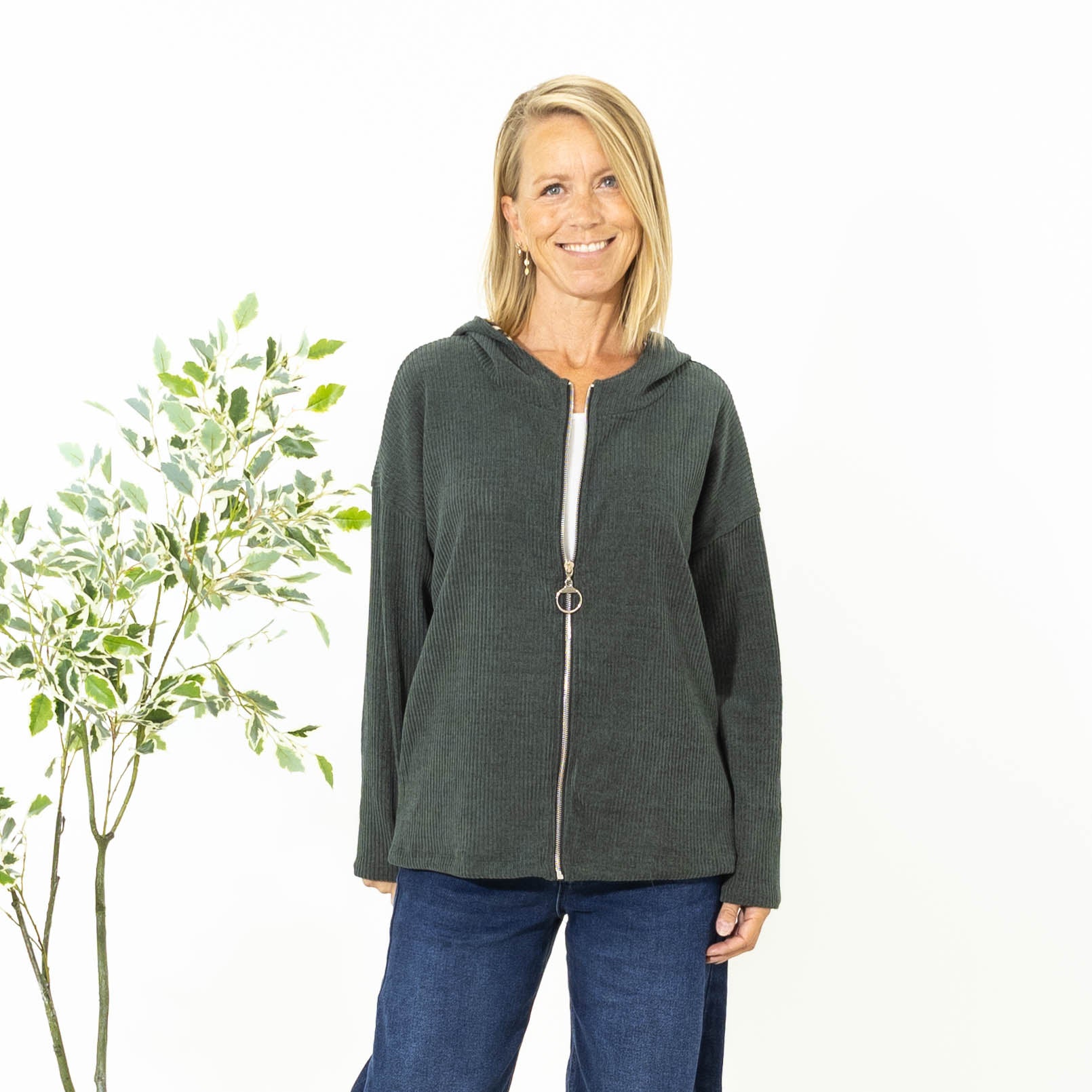 Alaska cardigan hoodie, Khaki