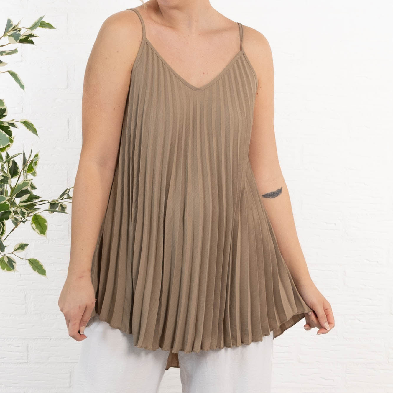 Jemima strop-top, Taupe