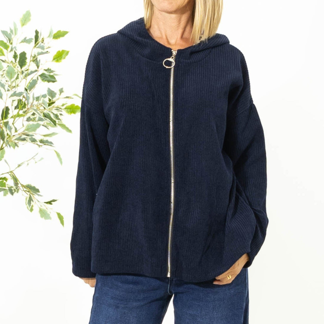 Alaska cardigan hoodie, Navy