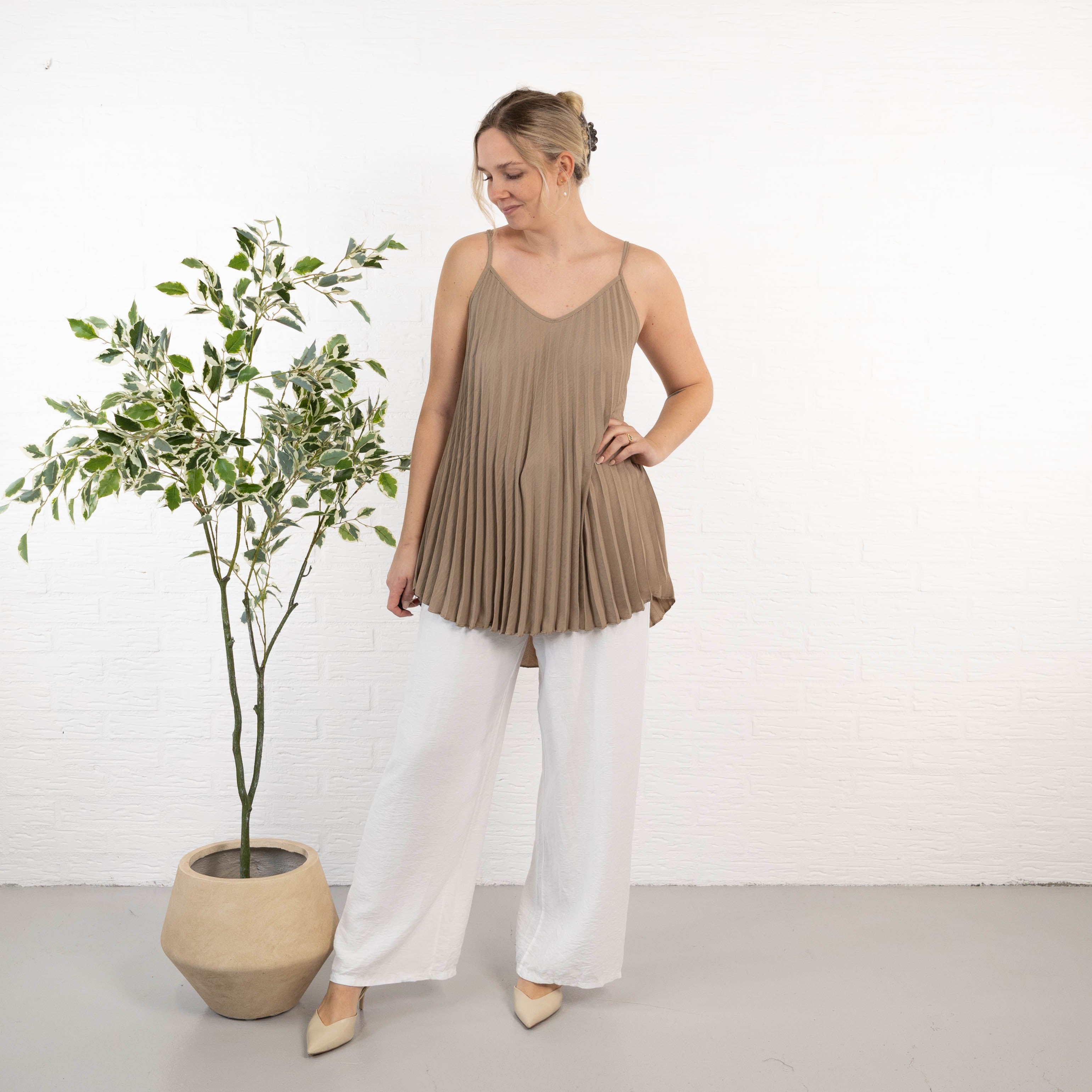 Jemima strop-top, Taupe