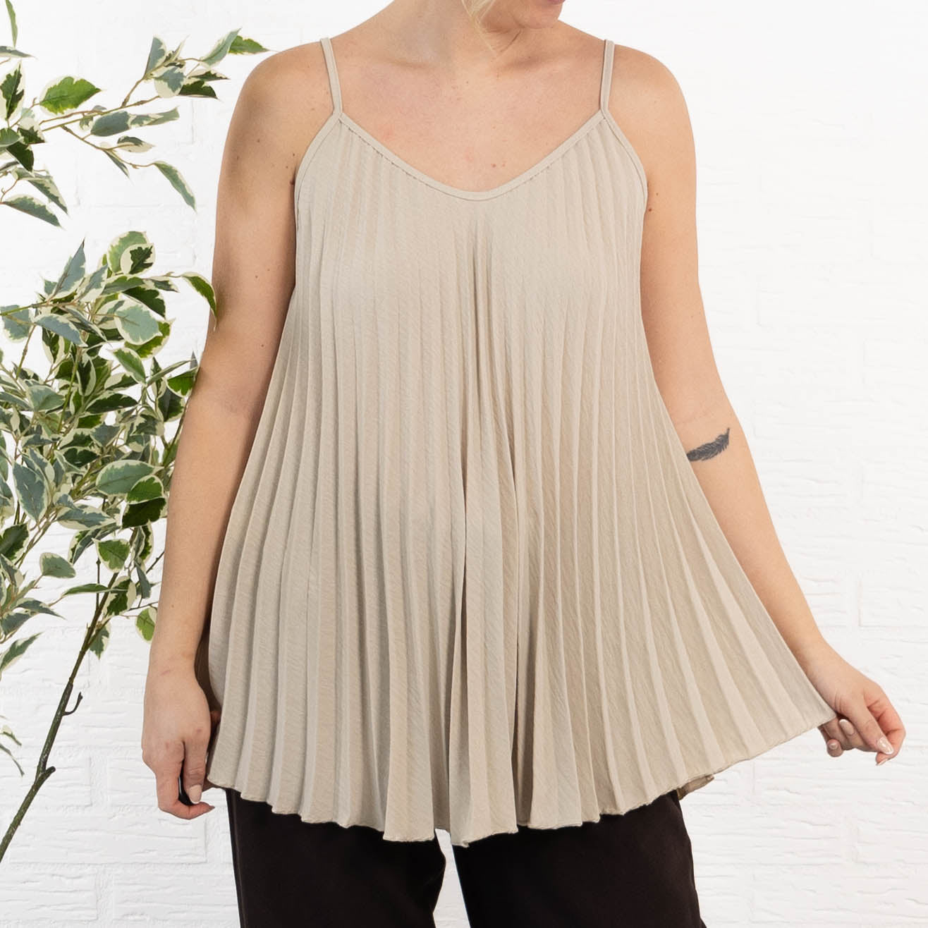 Jemima strop-top, Beige