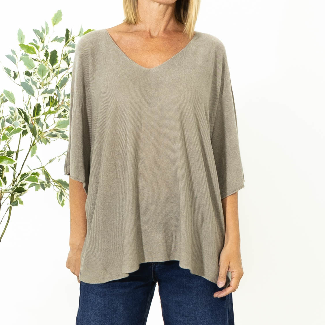 Lilli batwing strik,Taupe