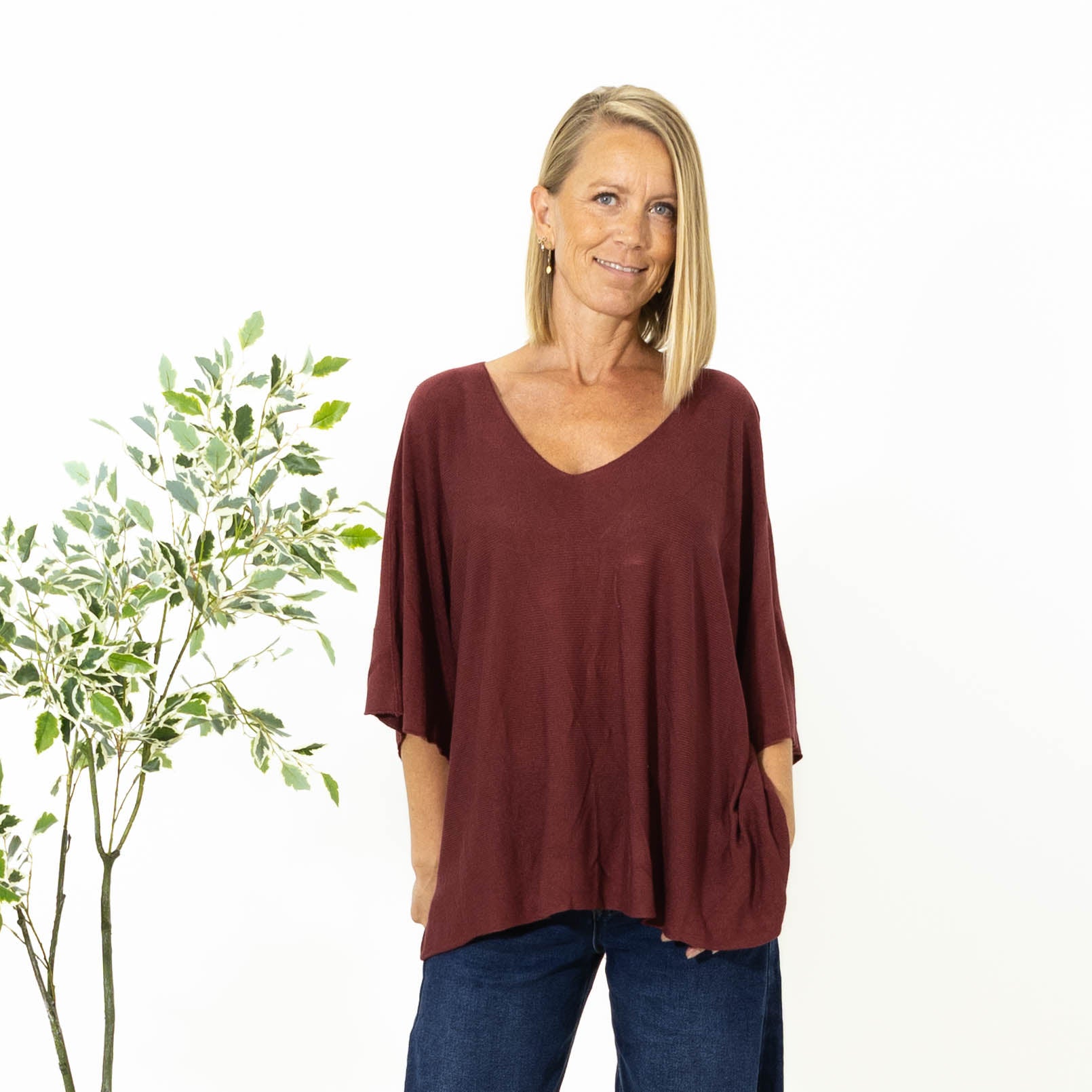Lilli batwing strik,Bordeaux