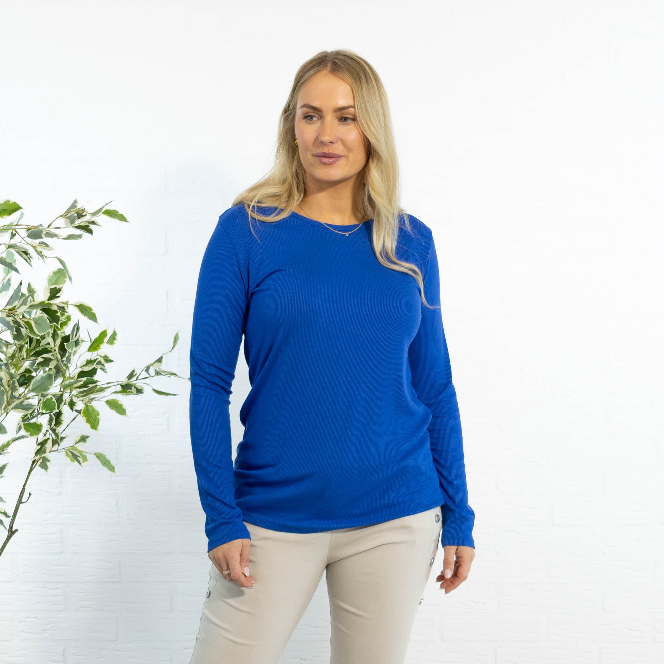 Monica langærmet t-shirt, Royal blue