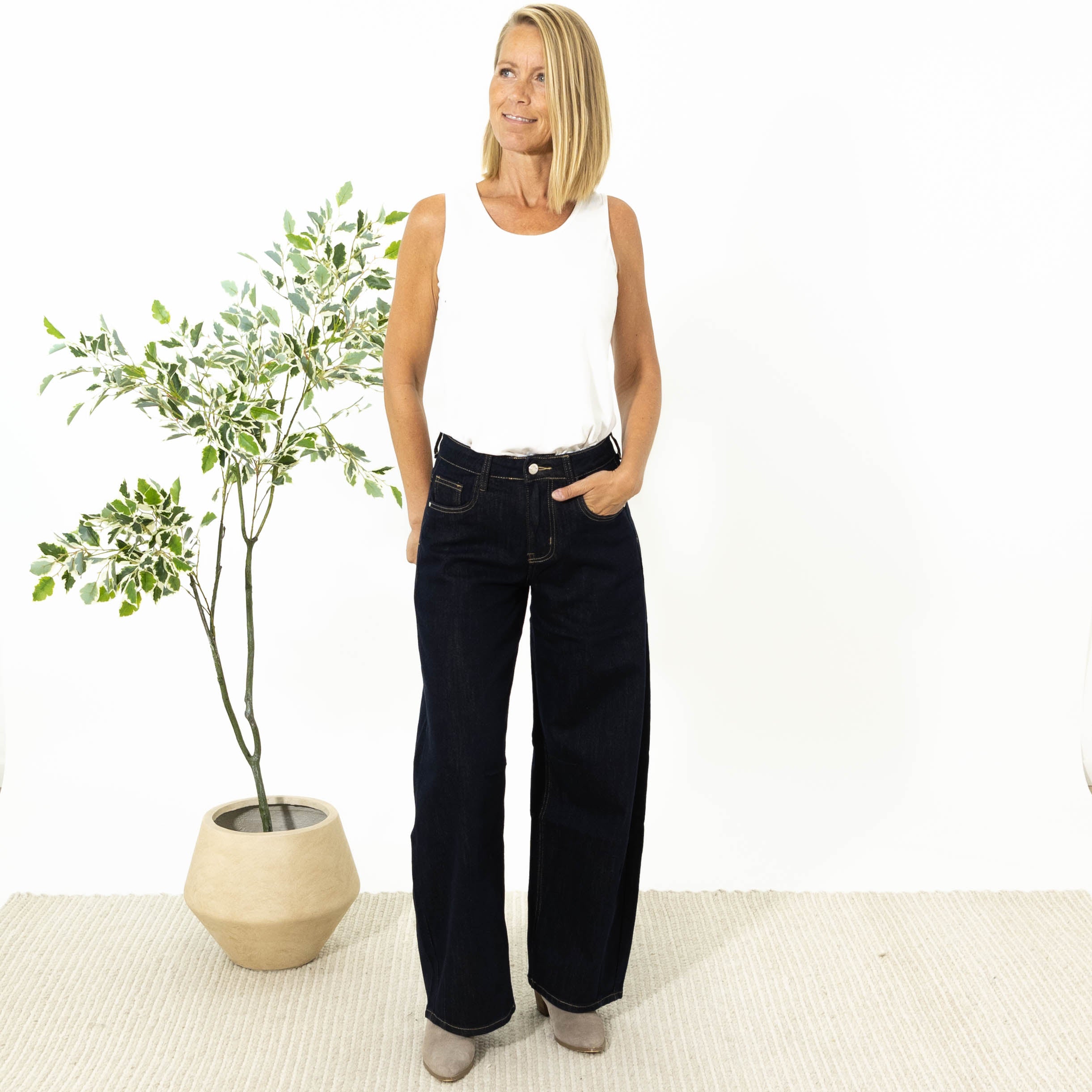 Evy karostar wide leg Jeans, Navy