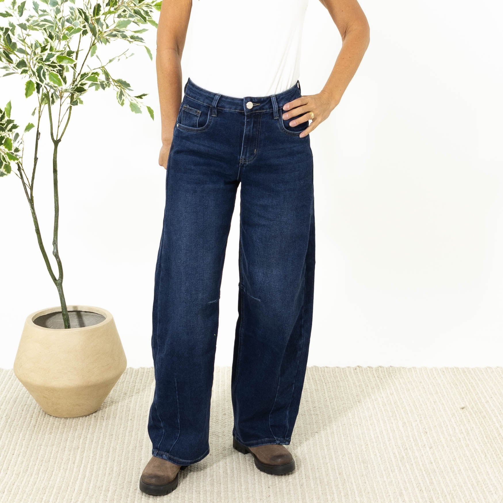 Evy karostar wide leg Jeans, Blå