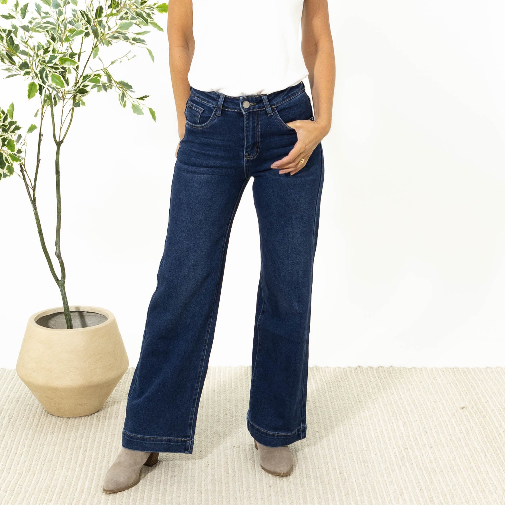 Luke karostar wide leg jeans, Blå
