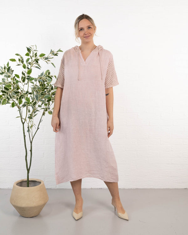 Sonja ægte hør kjole, Rosa