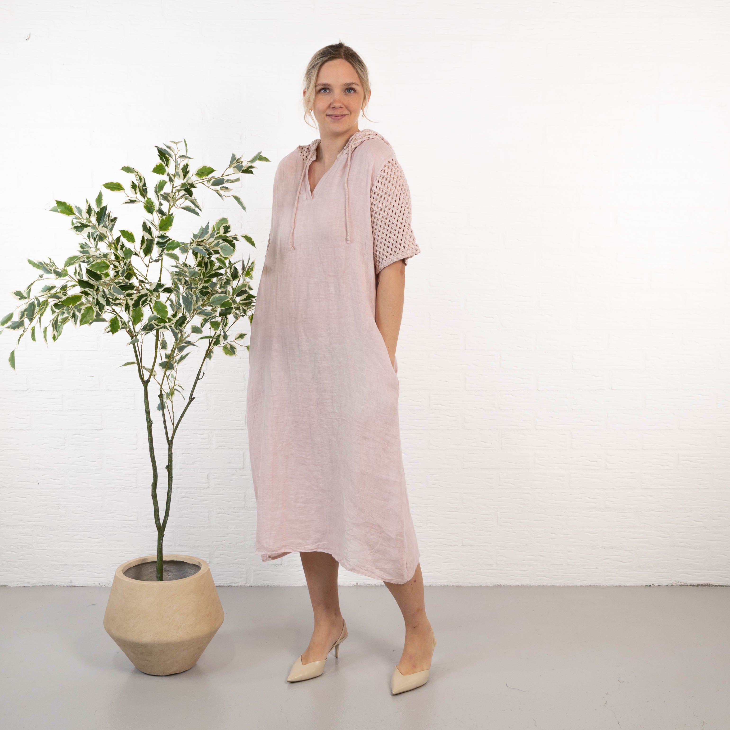 Sonja ægte hør kjole, Rosa