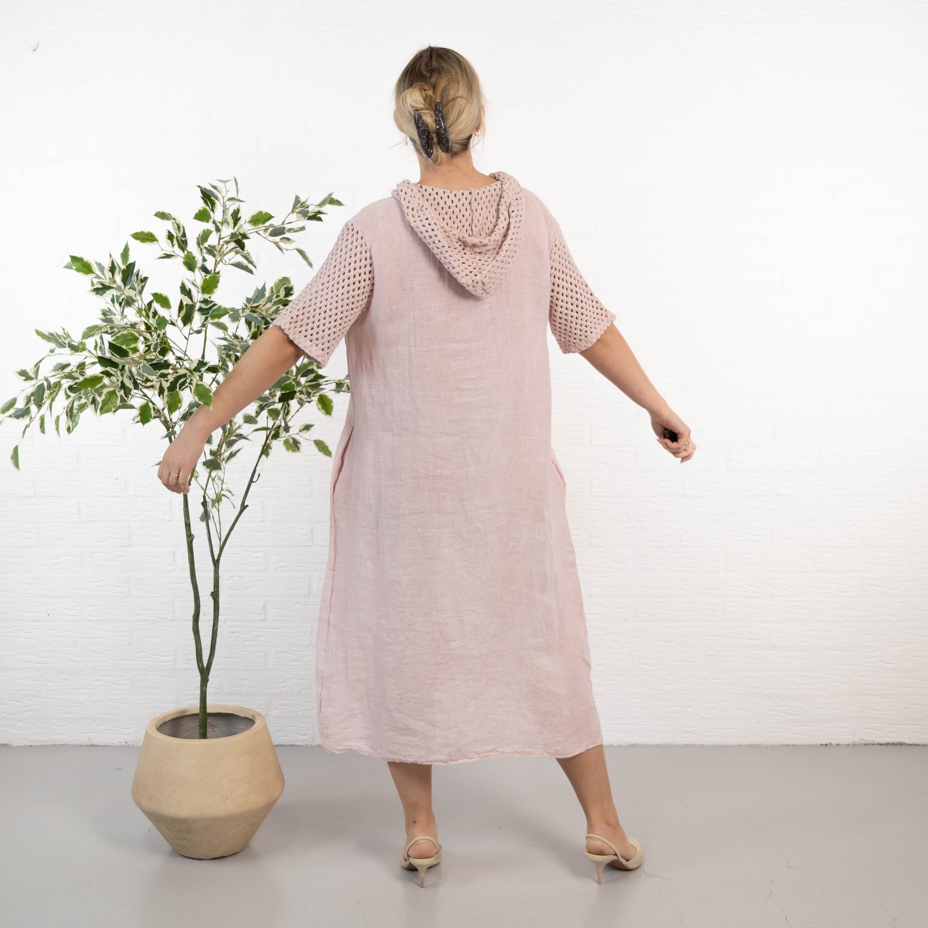 Sonja ægte hør kjole, Rosa