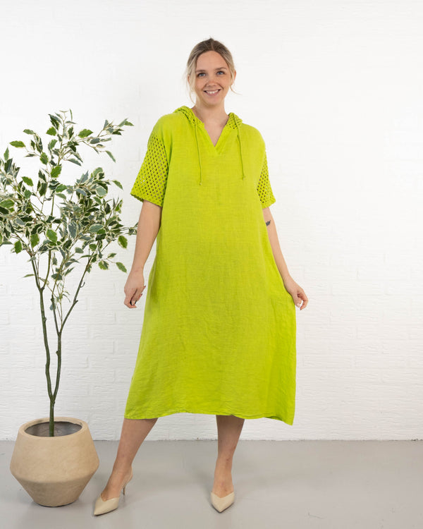 Sonja ægte hør kjole, Lime