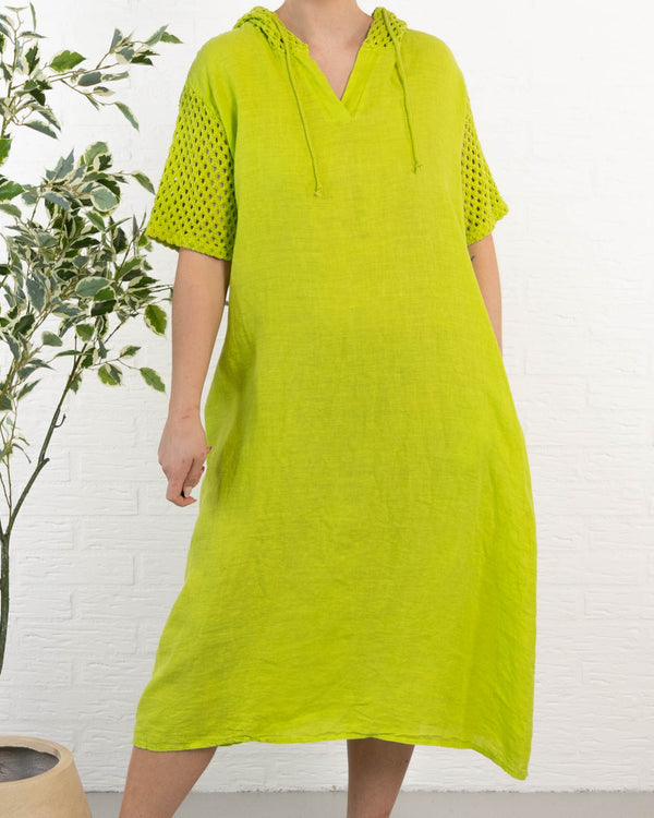 Sonja ægte hør kjole, Lime