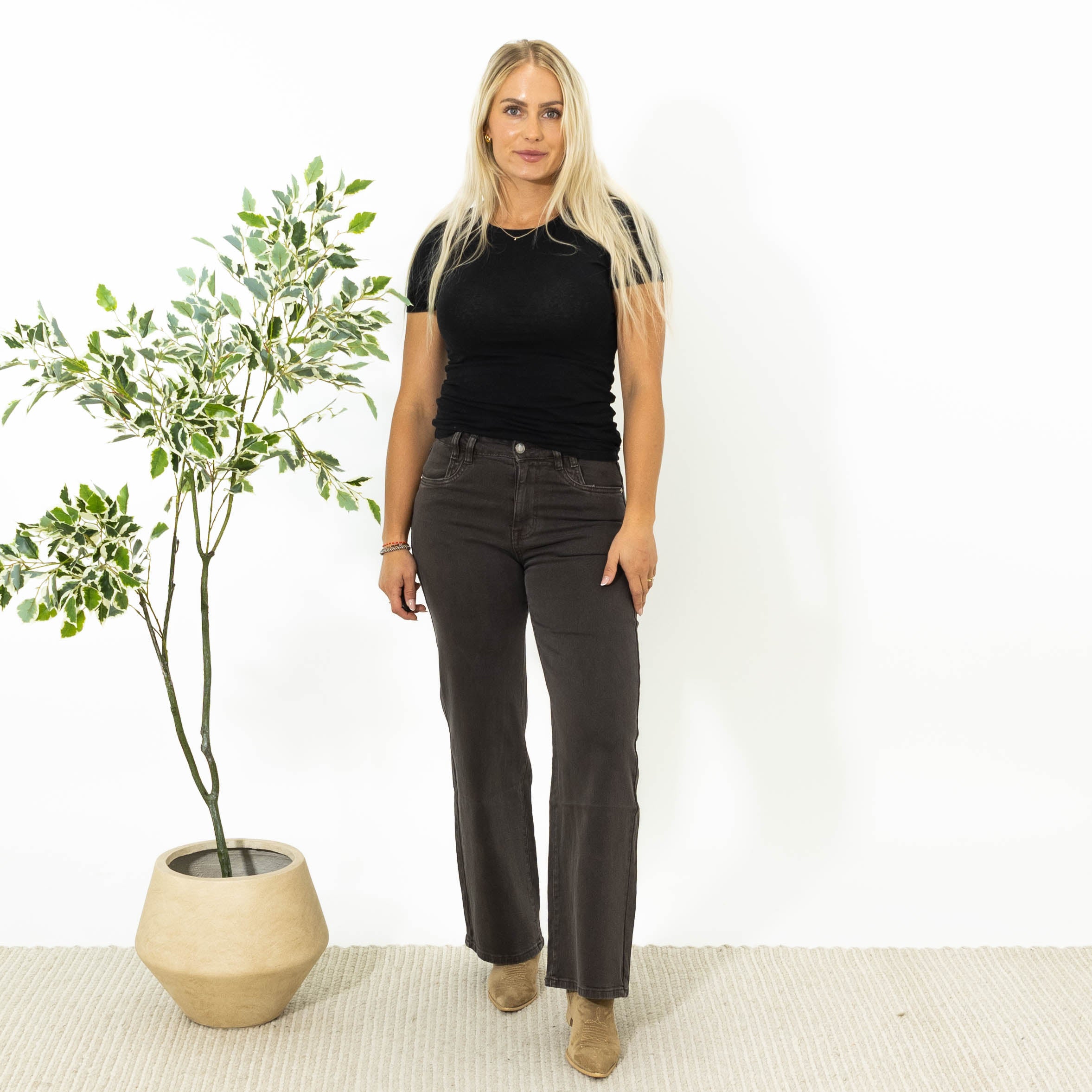 Paula karostar wide leg jeans, Choko