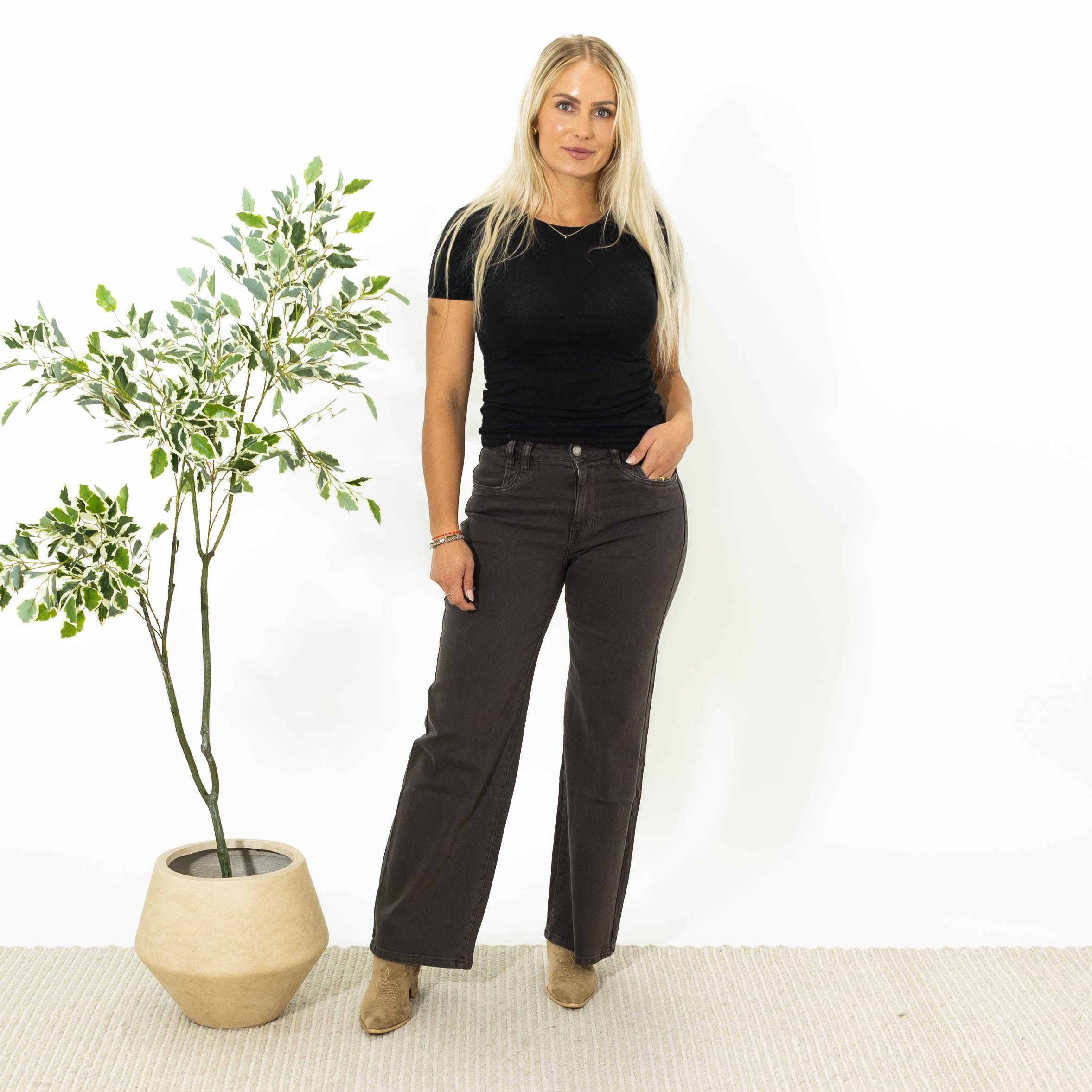 Paula karostar wide leg jeans, Choko