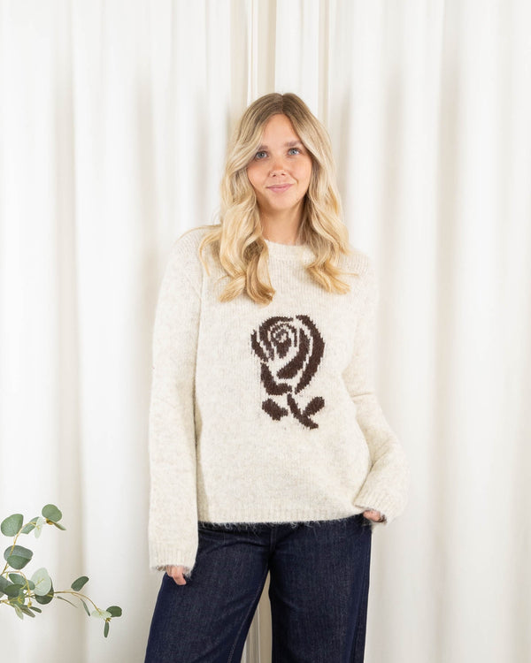 Rose strik, Beige/Choko