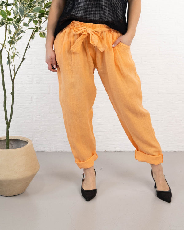Nyrzi ægte hør bukser, Orange