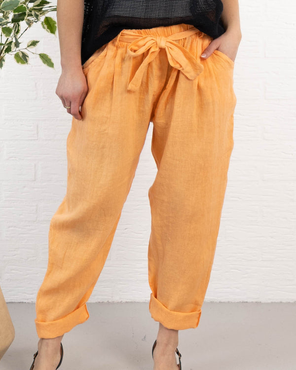 Nyrzi ægte hør bukser, Orange