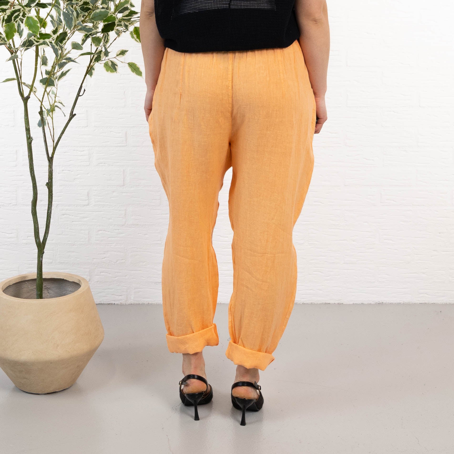 Nyrzi ægte hør bukser, Orange