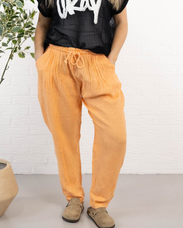 Aora ægte hør bukser, Orange