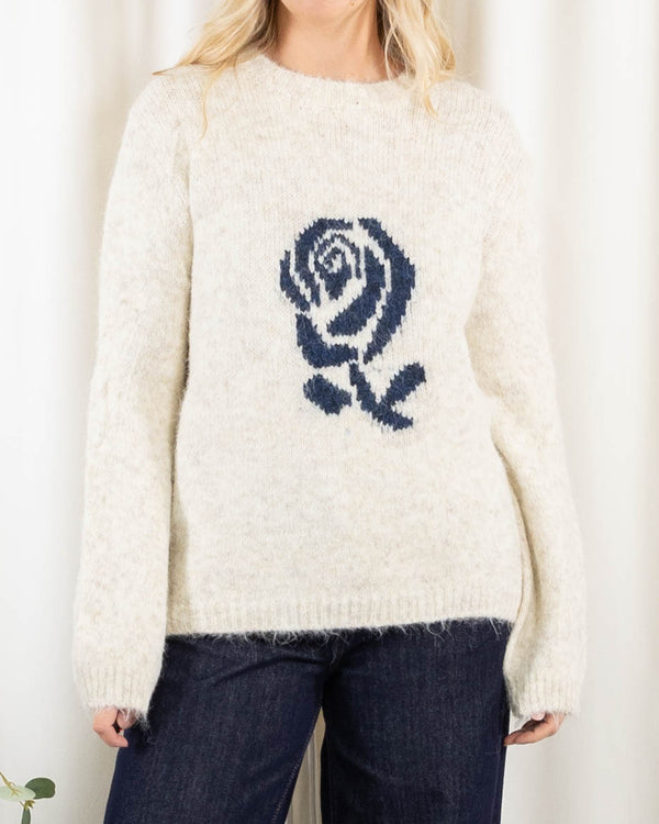 Rose strik, Beige/Navy