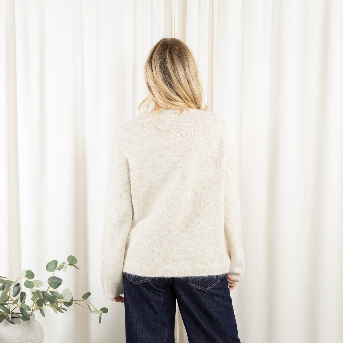 Rose strik, Beige/Navy