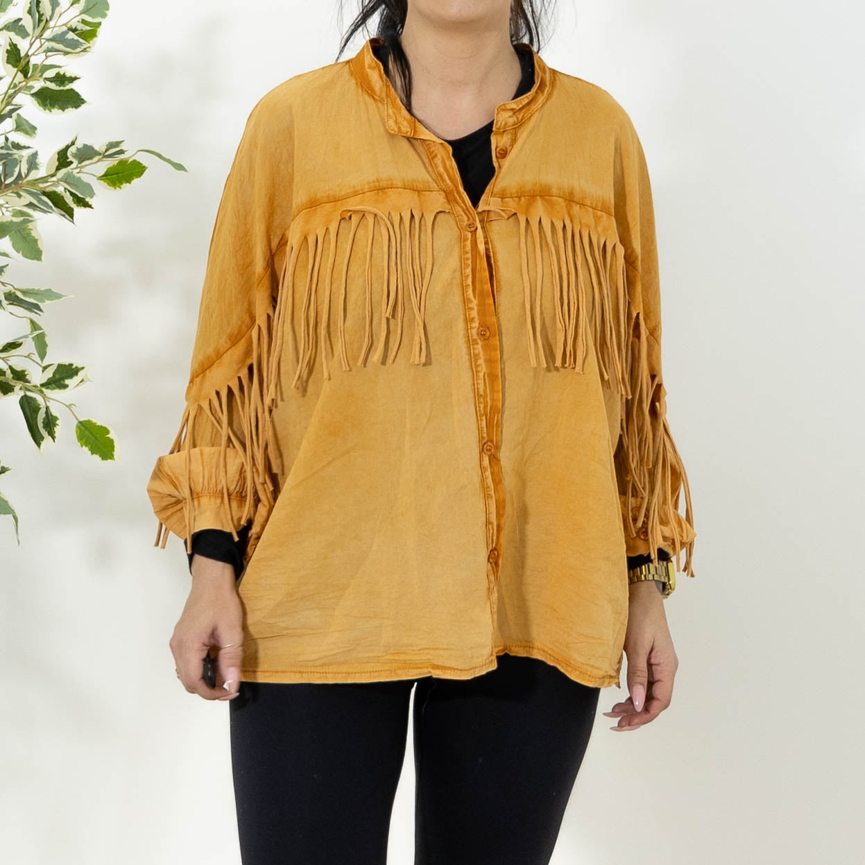 Cindy acid washed skjorte, Orange