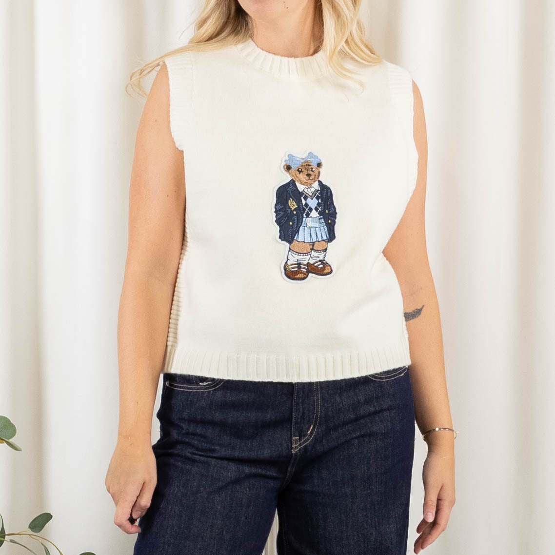 Kammy strik/vest, Hvid