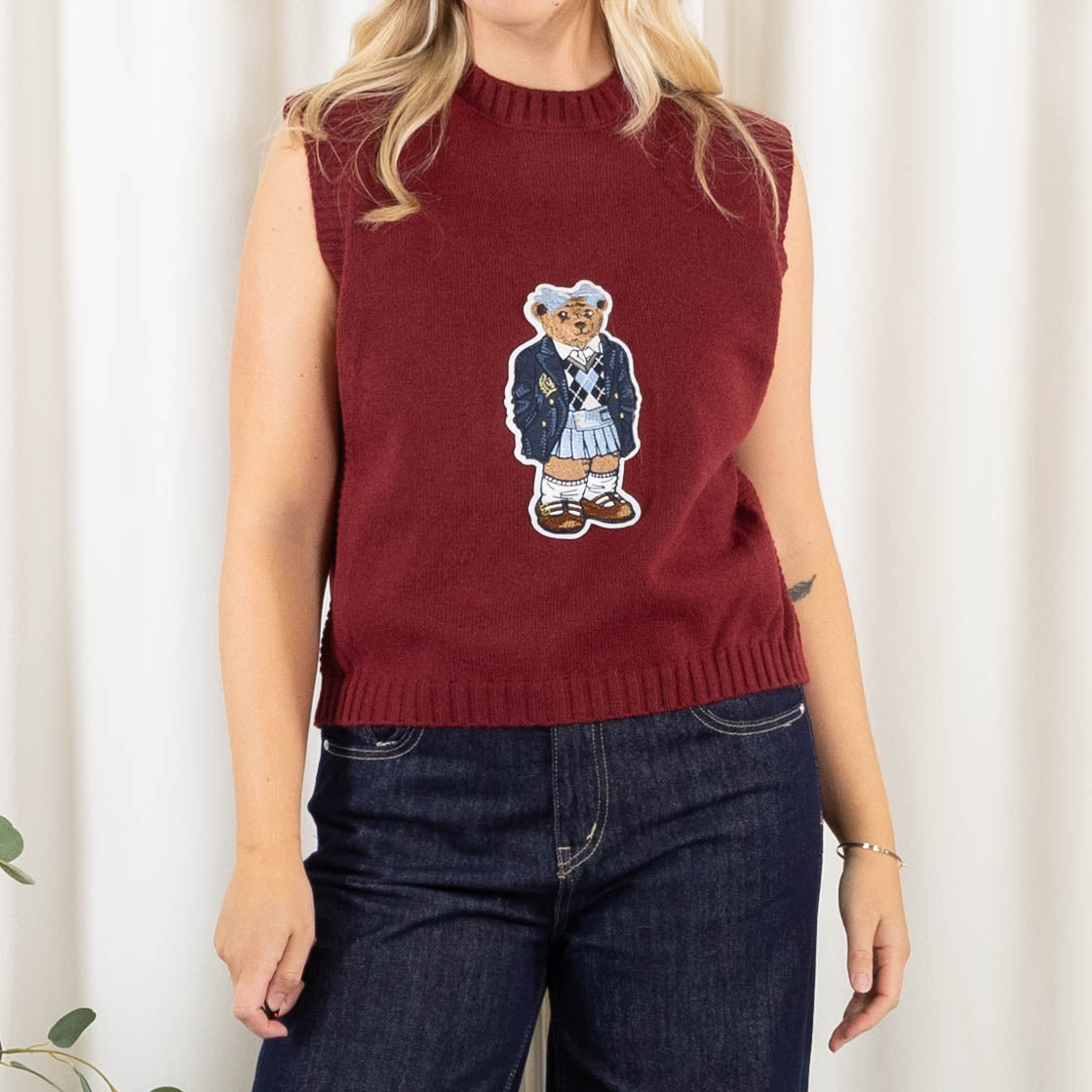 Kammy strik/vest, Bordeaux