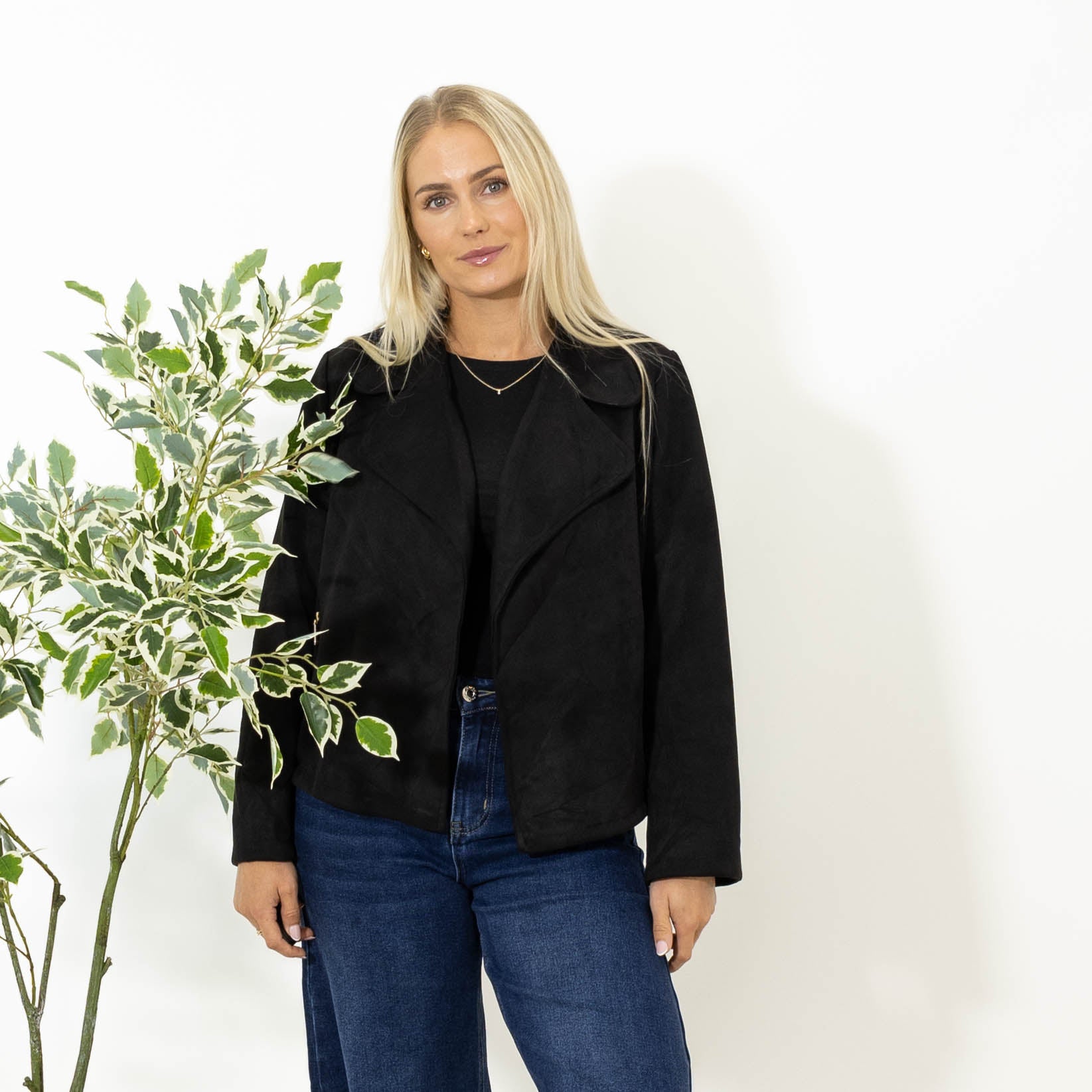 Morgan imiteret ruskinds bomber jakke, Sort
