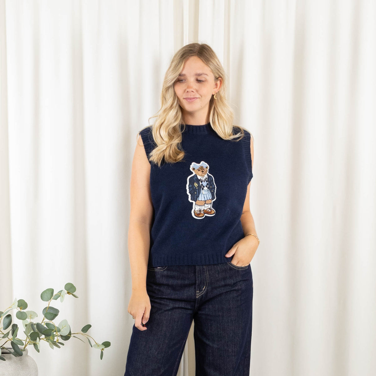 Kammy strik/vest, Navy