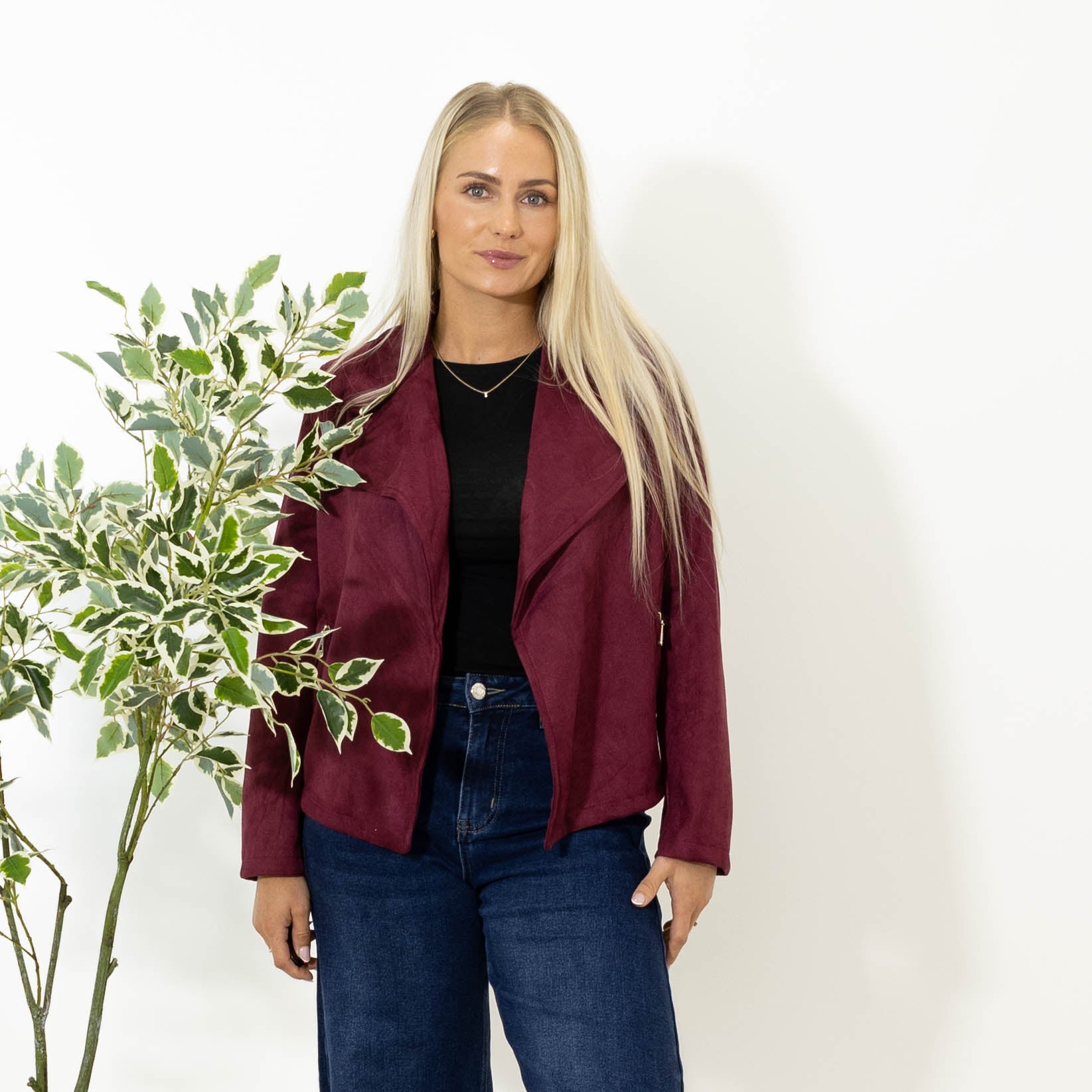Morgan imiteret ruskinds bomber jakke, Bordeaux
