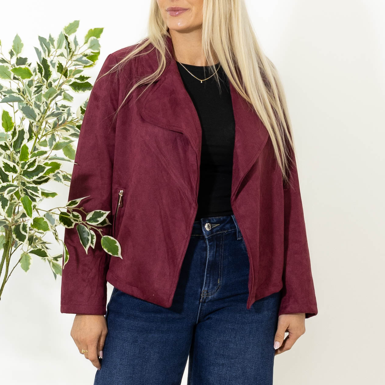 Morgan imiteret ruskinds bomber jakke, Bordeaux