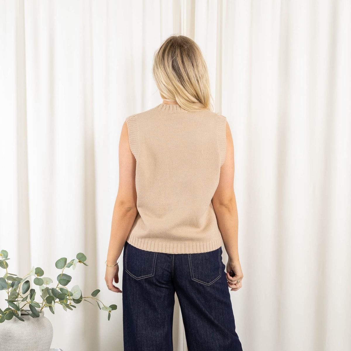 Kammy strik/vest, Beige