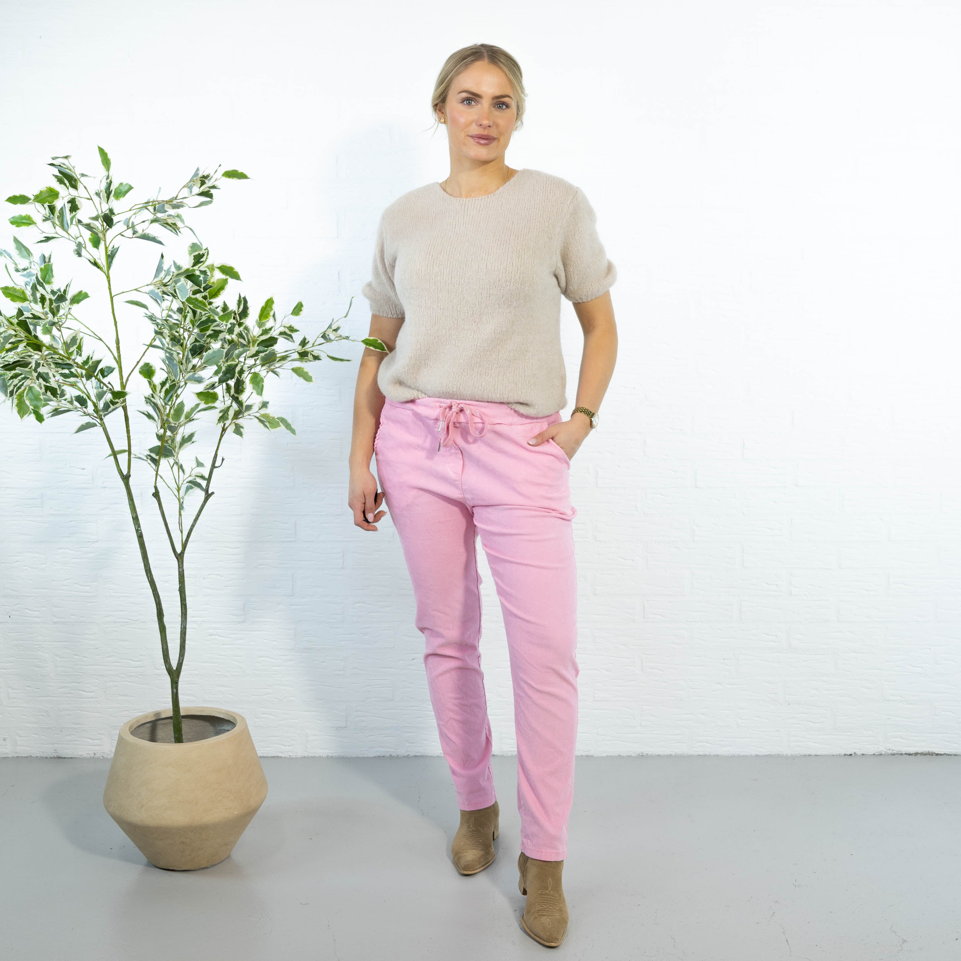 Noemi stonewashed bukser, Pink