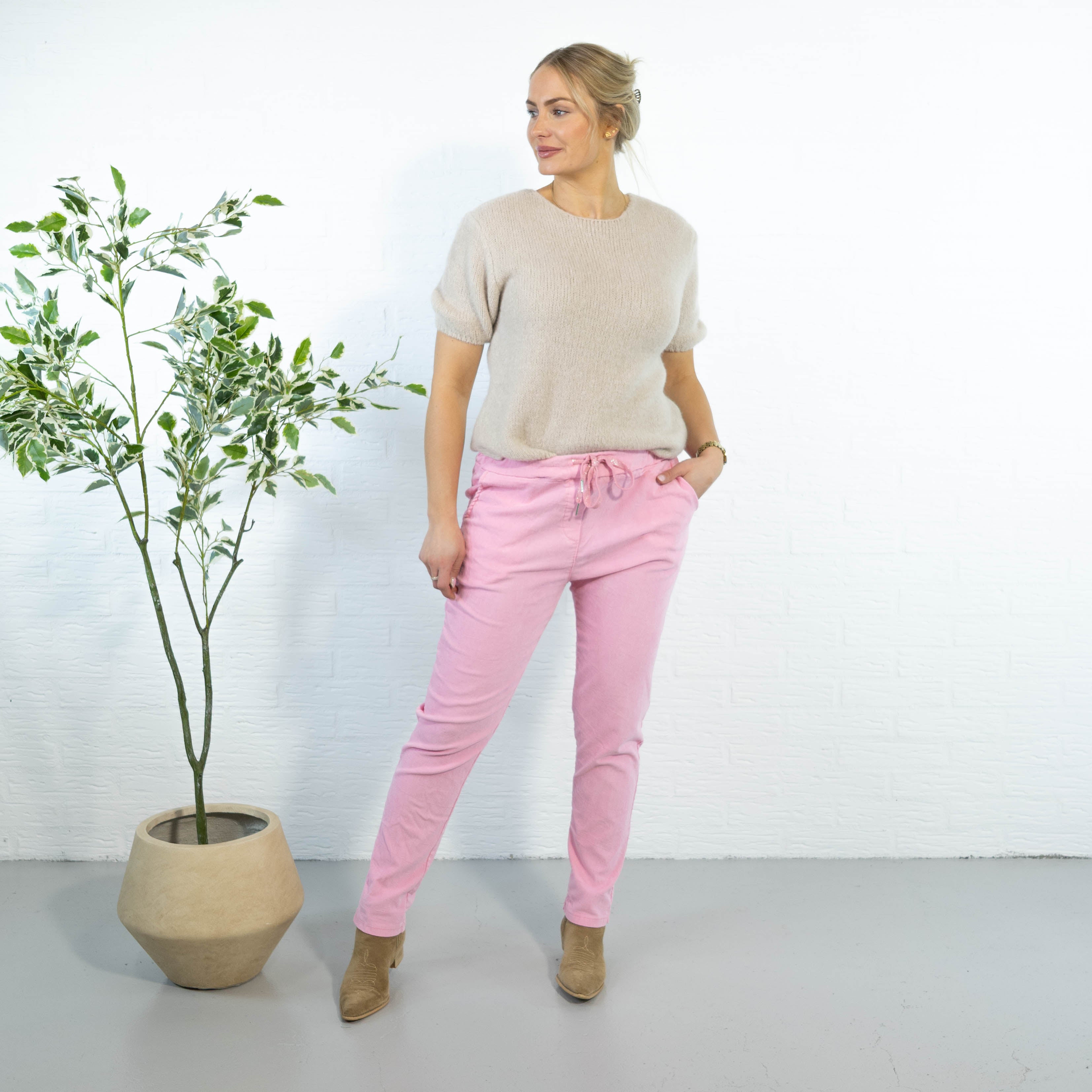 Noemi stonewashed bukser, Pink