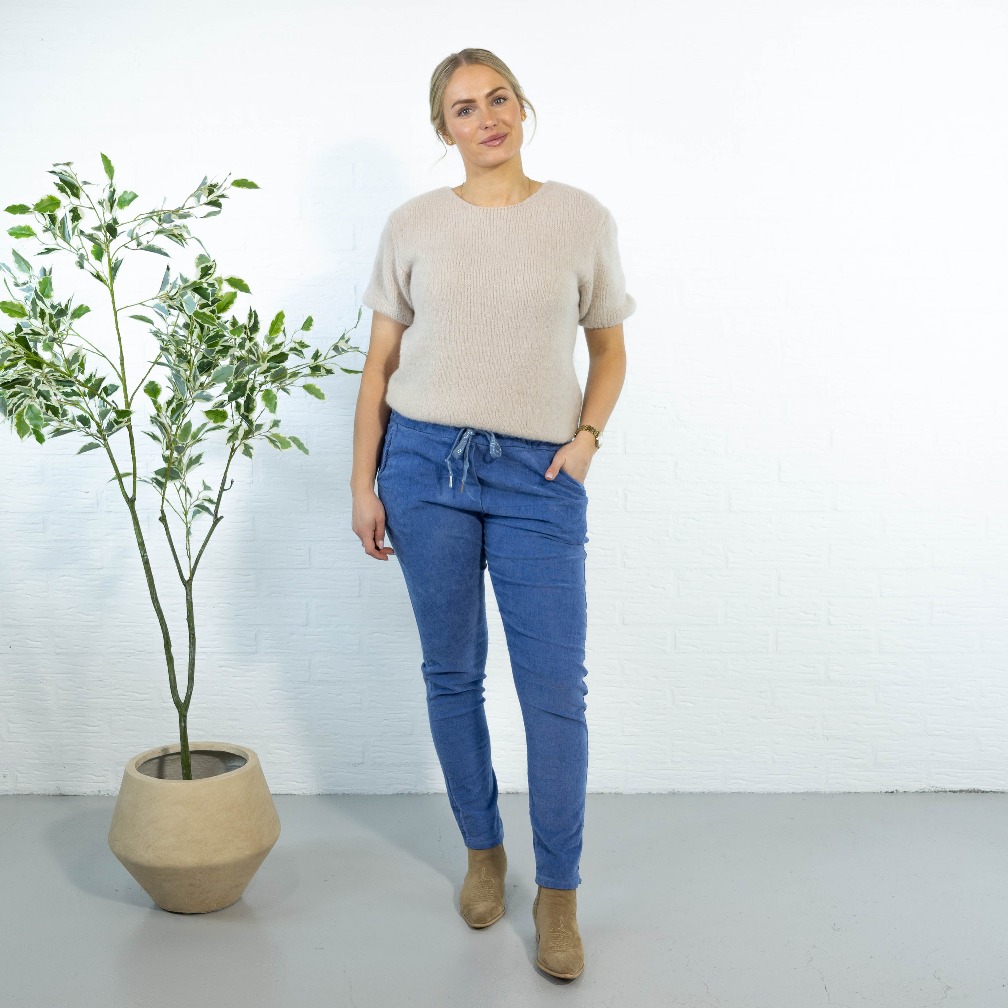 Noemi stonewashed bukser, Dueblå