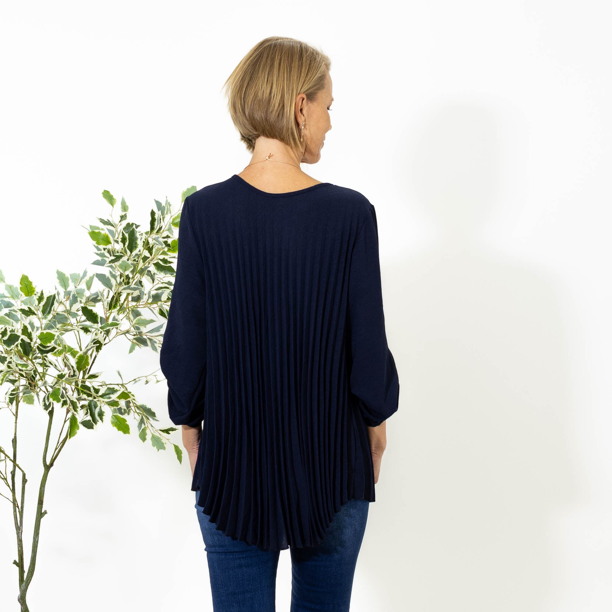 Judy plisse overdel m. kæde, Navy