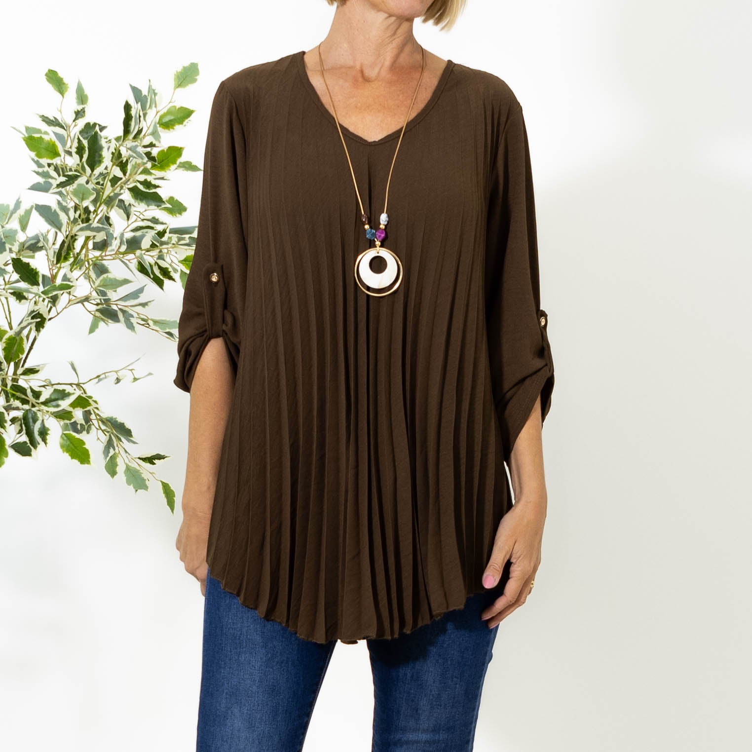 Judy plisse overdel m. kæde, Choko