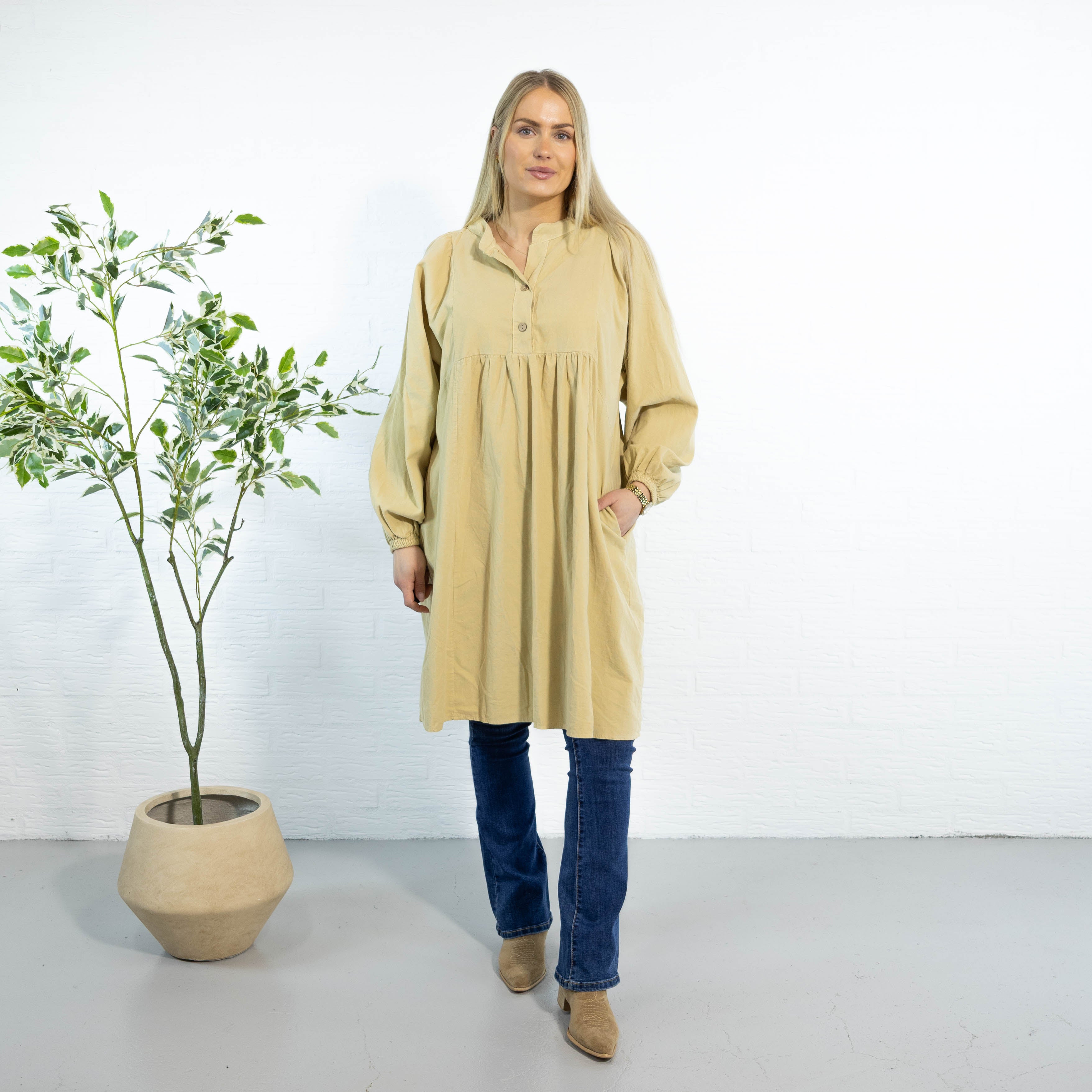 Randi tunika kjole, Lys camel