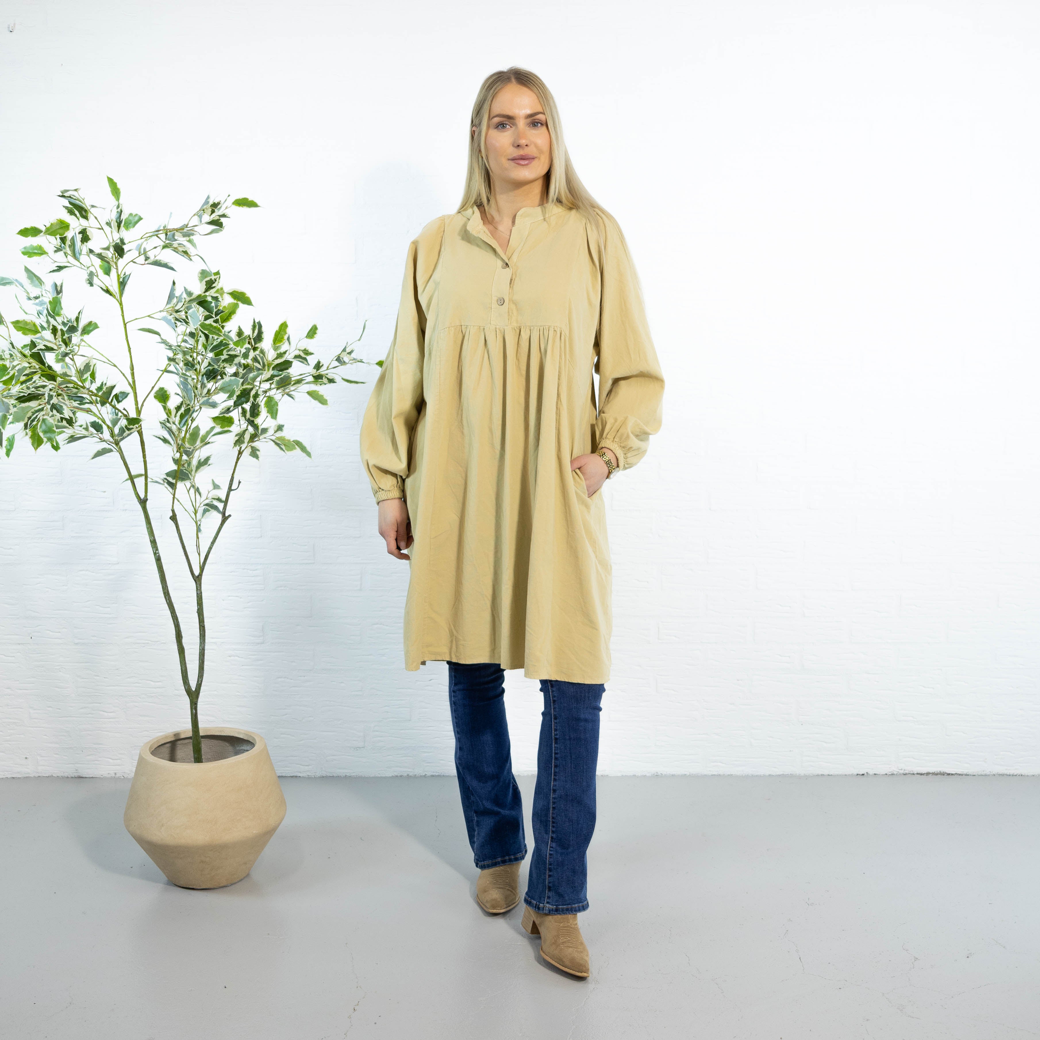 Randi tunika kjole, Lys camel