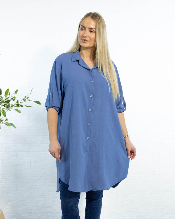 Betty bubblechiffon skjorte, Dueblå