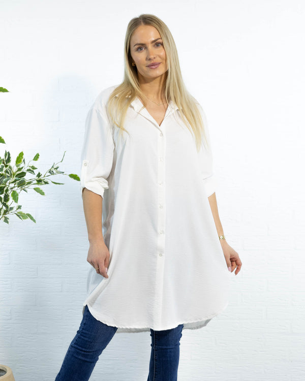 Betty bubblechiffon skjorte, Hvid