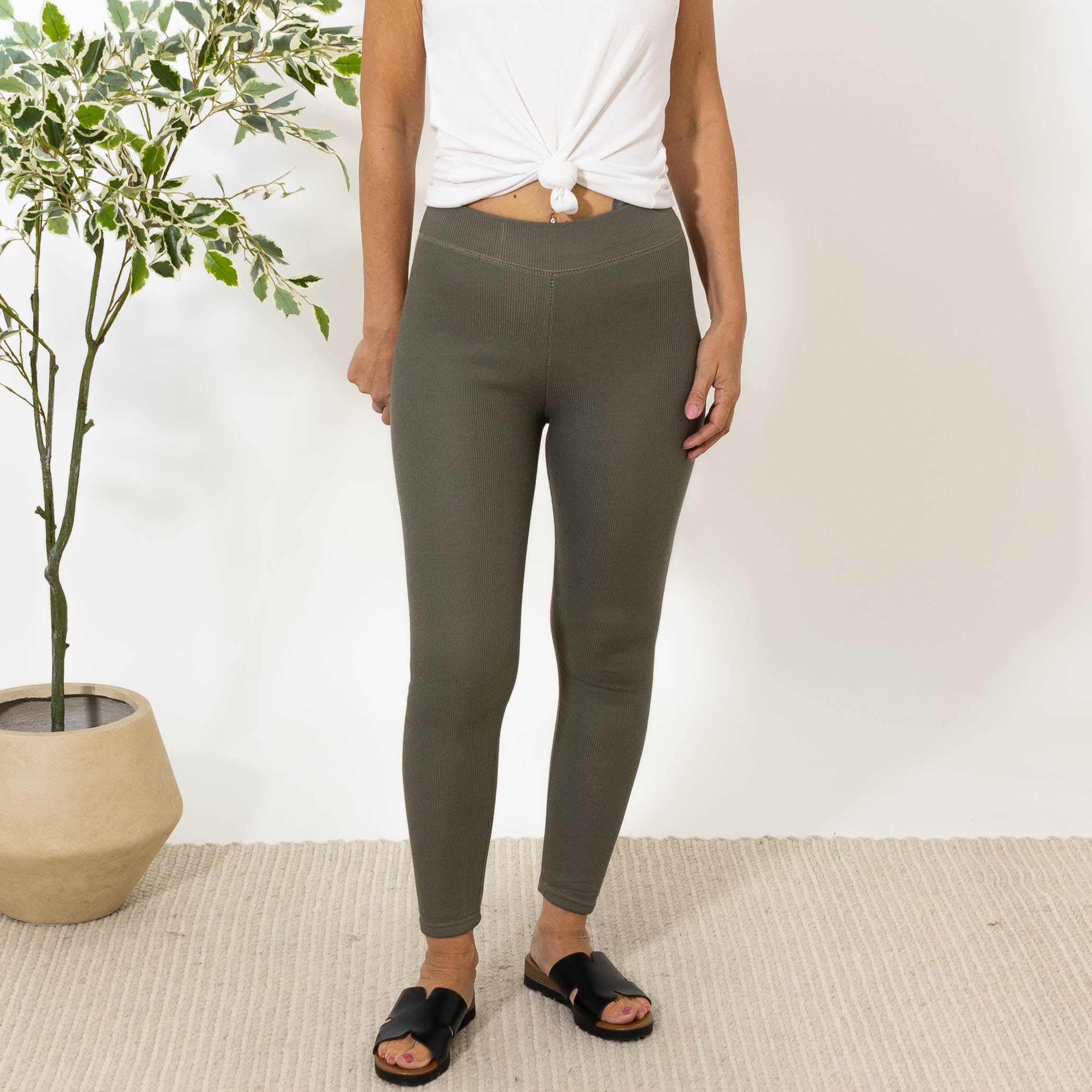 Mollie ribbed termo leggings, Khaki