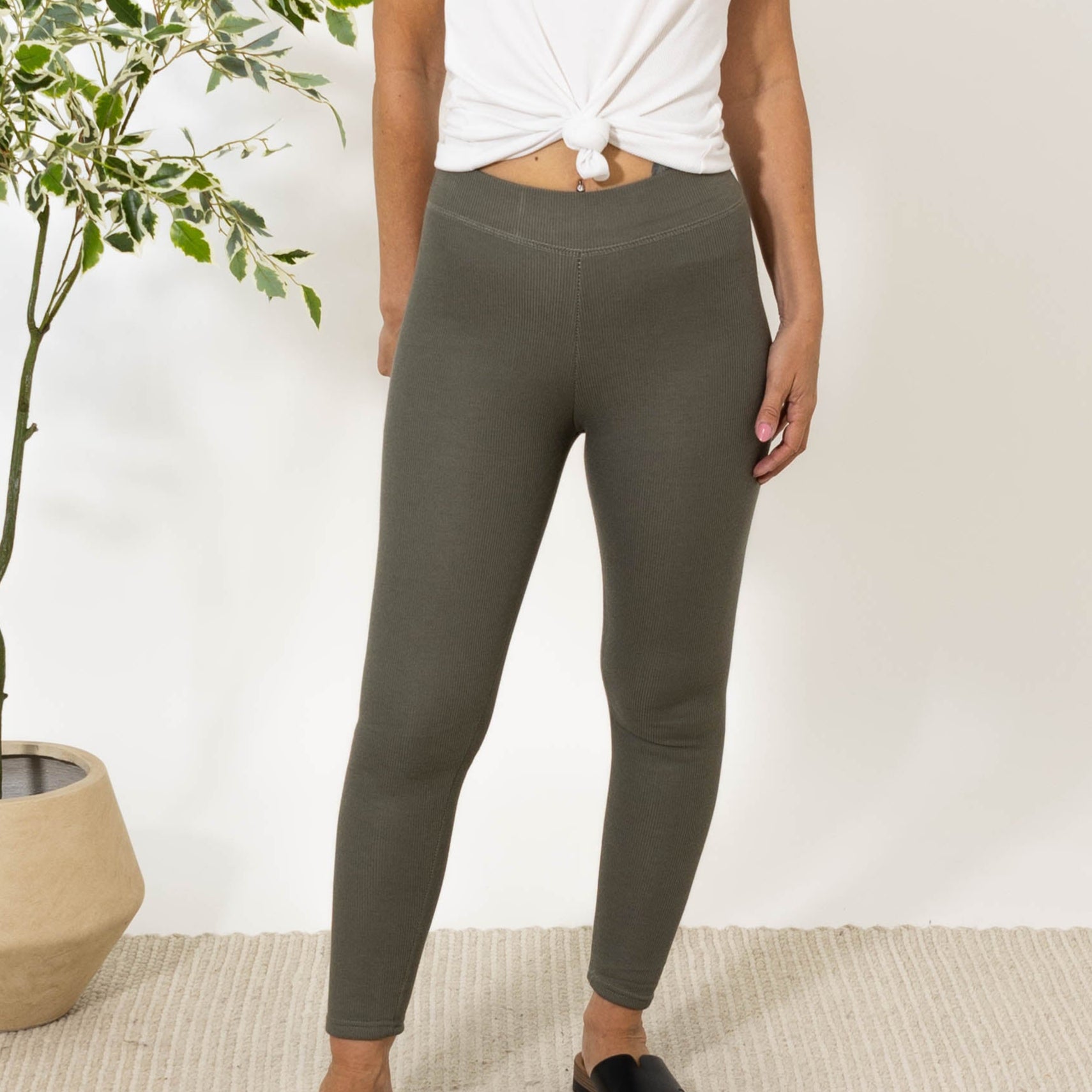 Mollie ribbed termo leggings, Khaki