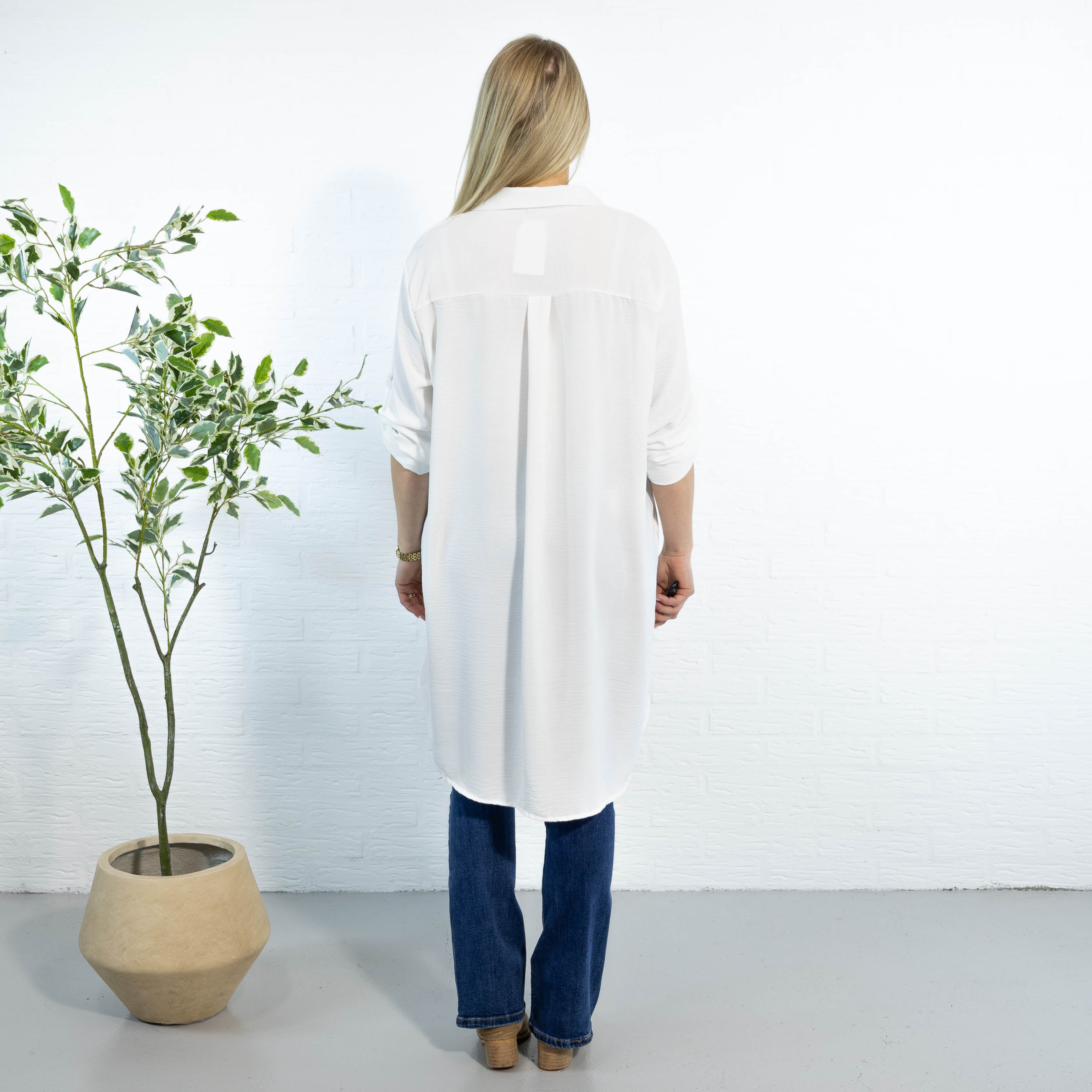 Betty bubblechiffon skjorte, Hvid