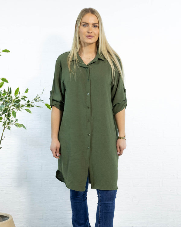 Betty bubblechiffon skjorte, Khaki